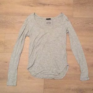 ATM Gray Scoop Neck Long Sleeve S